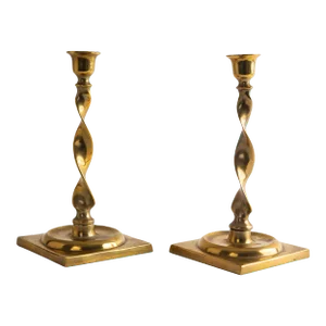 Vintage Mottahedeh Brass Candlestick Holders - a Pair