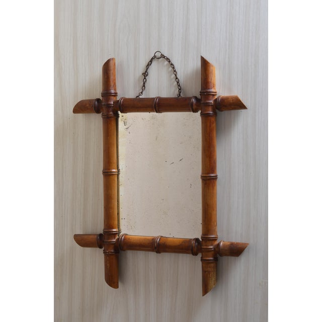 Small French Style Wall Mirror in Faux Bamboo, 1920s For Sale - Image 9 of 9