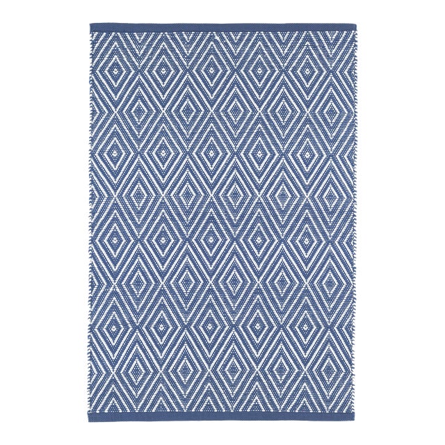 Dash & Albert by Annie Selke Diamond Denim/White Indoor/Outdoor Rug, 9' 6" x 13' 6" For Sale