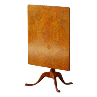Antique Late 19th Century Swedish Square Folding Table in Burl Wood For Sale