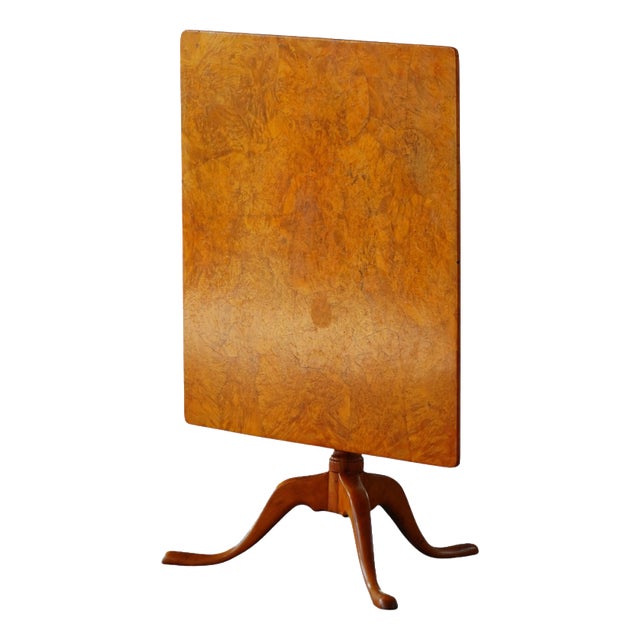 Antique Late 19th Century Swedish Square Folding Table in Burl Wood For Sale