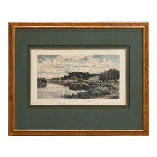 Antique Etching 1907 B W Leader “The Wooded Banks of the Thames” Colored Etching by Chauvel For Sale