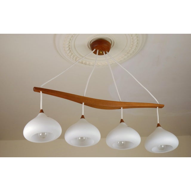 Swedish Teak and Glass Four Light Hanging Lamp, 1960s For Sale - Image 4 of 13