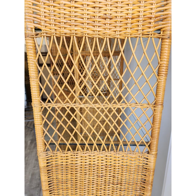 Wood Vintage Wicker Etageres in the Manner of Danny Ho Fong for Tropi-Cal - A Pair For Sale - Image 7 of 13