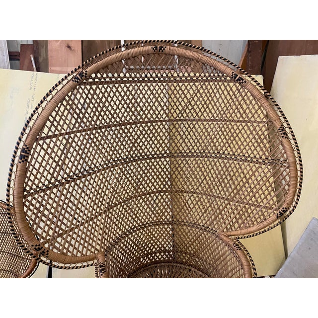 Mommy & Me Pr Small Large Rattan Emmanuelle Fan Peacock Bohemian Wicker Chairs For Sale - Image 4 of 12