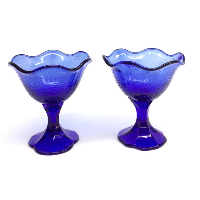 Vintage French Cobalt Blue Ice Cream Coupes - a Pair For Sale - Image 12 of 12
