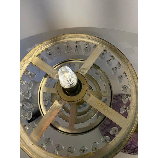 Victorian 1950s Michelotti Amethyst (Purple) Boudoir Lamp With 4 Rows of Cascading Crystal Prisms For Sale - Image 3 of 5