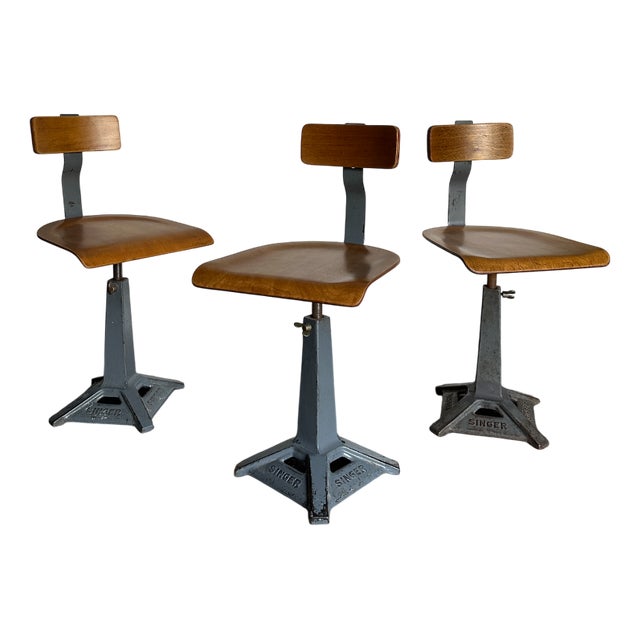 Industrial Factory Machinist Sewing Chairs from Simanco, 1940s, Set of 3 For Sale