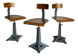Industrial Factory Machinist Sewing Chairs from Simanco, 1940s, Set of 3