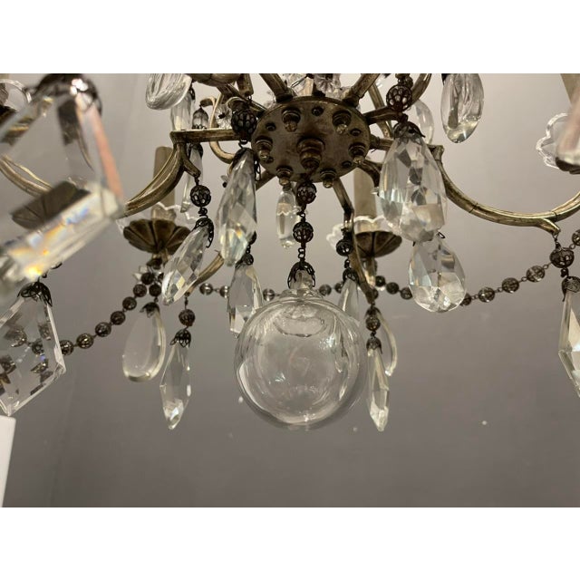 Italian Silver Crystal Chandelier, 1940s For Sale - Image 13 of 17