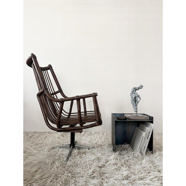 1980s Vintage Hungarian Rattan Lounge Chair, 1986 For Sale - Image 5 of 8