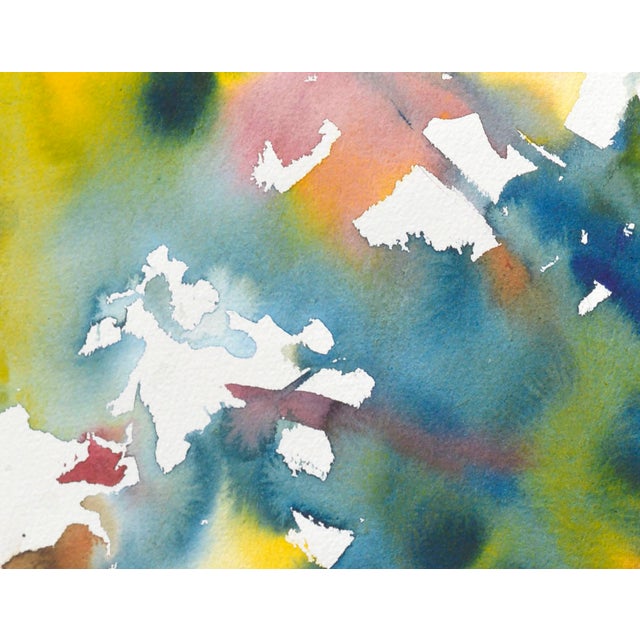 1980s Yellow and Pink Abstract Watercolor, Signed, 1980s Expressionism by Les Anderson For Sale - Image 5 of 6