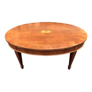 1960s Vintage Hekman Mahogany Inlaid Oval Coffee Table For Sale