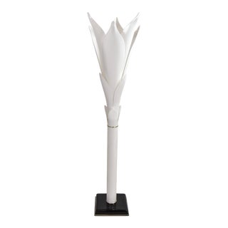 1980s Postmodern White Acrylic Floor Lamp With Blossoming Petals by Acrylic Designs For Sale
