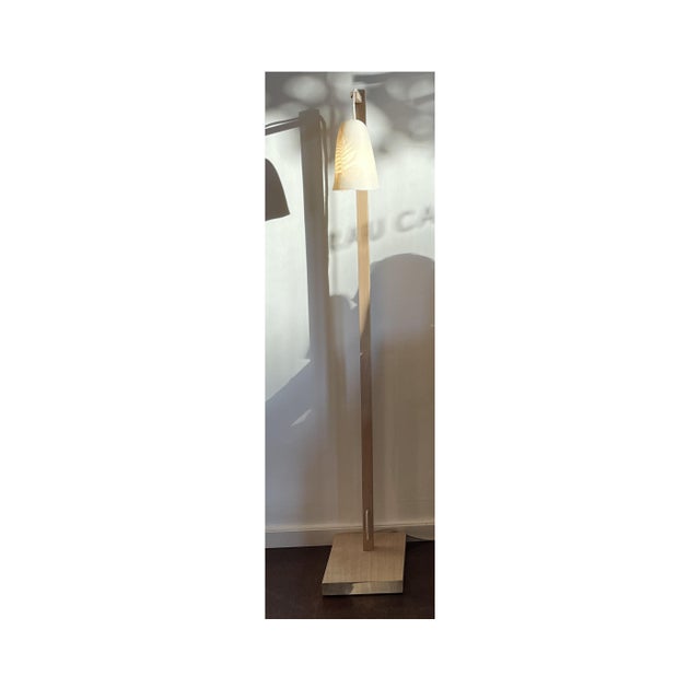 Campanula Floor Lamp in Natural Oak & Porcelain by Frau Caze Dimensions: Ø 50 x H 150 cm. Materials: Oak, porcelain, and...