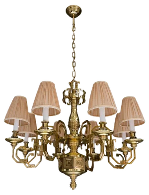 Brass Saloon Chandelier by Gaetano Sciolari, 1920s