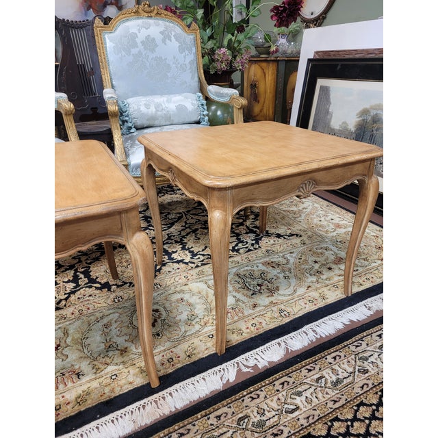 Camel 1950s Pair of Country French End Table Blonde Finish For Sale - Image 8 of 12