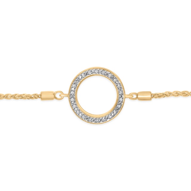 Contemporary Gold Vermeil Diamond Accent Circle Lariat Bolo Bracelet For Sale - Image 3 of 4
