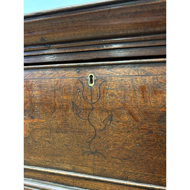 Wood Antique English Oak Sideboard With Inlay Design and Barley Twist Legs For Sale - Image 7 of 9