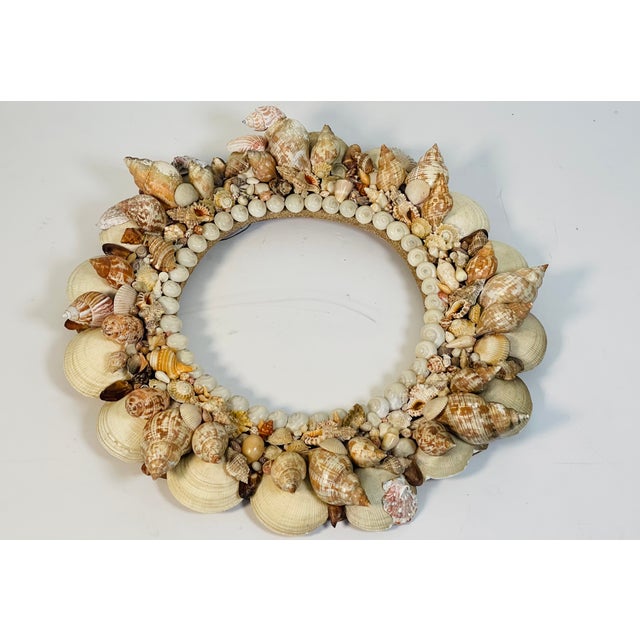 Coastal Antique Sea Shell Grotto Encrusted Mirror Frame Distressed For Sale - Image 3 of 7