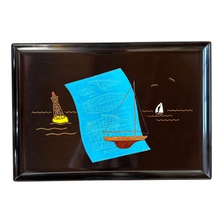 Vintage Nautical Serving Tray by Couroc For Sale