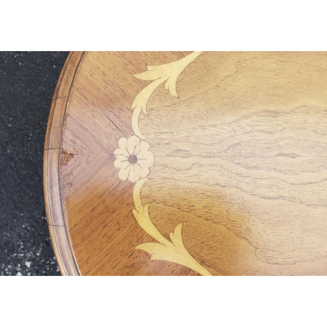 Italian Rococo Revival Marquetry Fruitwood Coffee Table For Sale - Image 10 of 12