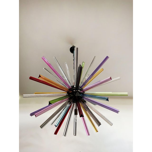 Green Crystal Prism Sputnik Chandelier, Italy, 1990s For Sale - Image 8 of 18