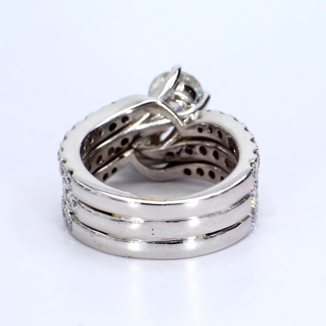 Early 21st Century 14k White Gold Adjoined Engagement Ring Set - Size 6.25 For Sale - Image 5 of 7