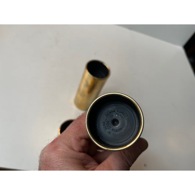 1970s Danish Modern 24 Carat Gold Plated Candleholders by Hugo Asmussen, Set of 6 For Sale - Image 5 of 12