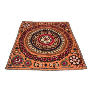 Silk Embroidery Orange Tapestry For Sale