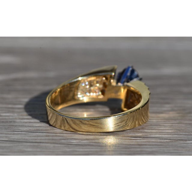 The Geraldine: Ladies 14K Gold Sapphire and Diamond Ring For Sale In Philadelphia - Image 6 of 10