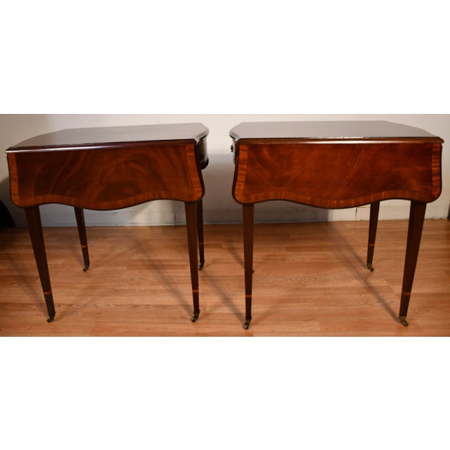 1930s Pair John Stuart English Regency Mahogany Pembroke Side / End Tables For Sale - Image 16 of 18