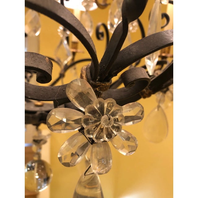 Black Vintage Traditional 12-Light Candle Style Tiered Chandelier W/Crystal & Gilt Metal Accents For Sale - Image 8 of 13