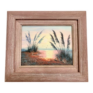 Vintage Seascape on Canvas Oil Painting Signed and Frame Impressionist For Sale