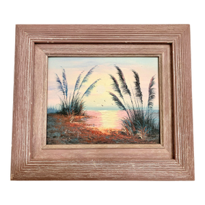 Vintage Seascape on Canvas Oil Painting Signed and Frame Impressionist