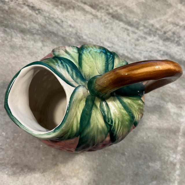Early 20th Century Vintage Majolica Strawberry Pitcher For Sale - Image 5 of 12