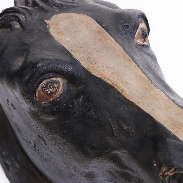 1920s French Painted Terracotta Horse Head, Circa 1920 For Sale - Image 5 of 6
