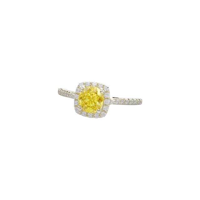 Yellow Natural Sapphire Diamond Ring Size 5.5, 14k Gold 1.31 TCW Certified For Sale - Image 8 of 9
