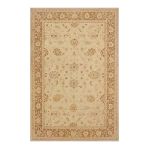 Shabby Chic Ziegler Beige Brown Hand-Knotted Wool Rug-9'0'' X 11'9''