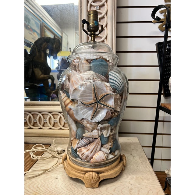 Vintage Coastal Shell Lamp For Sale - Image 4 of 7
