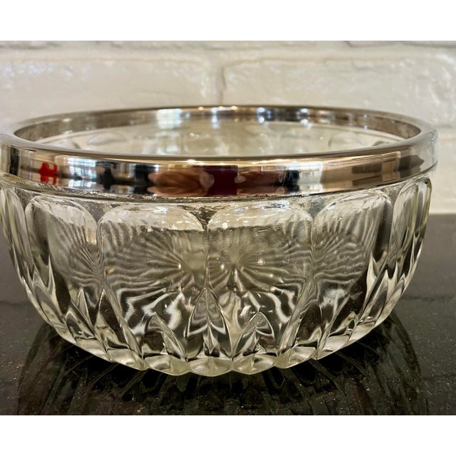 Unique cut glass bowl with Sterling Silver plated rim, vintage, 1960s, elegant and although brand is unknown, it is...