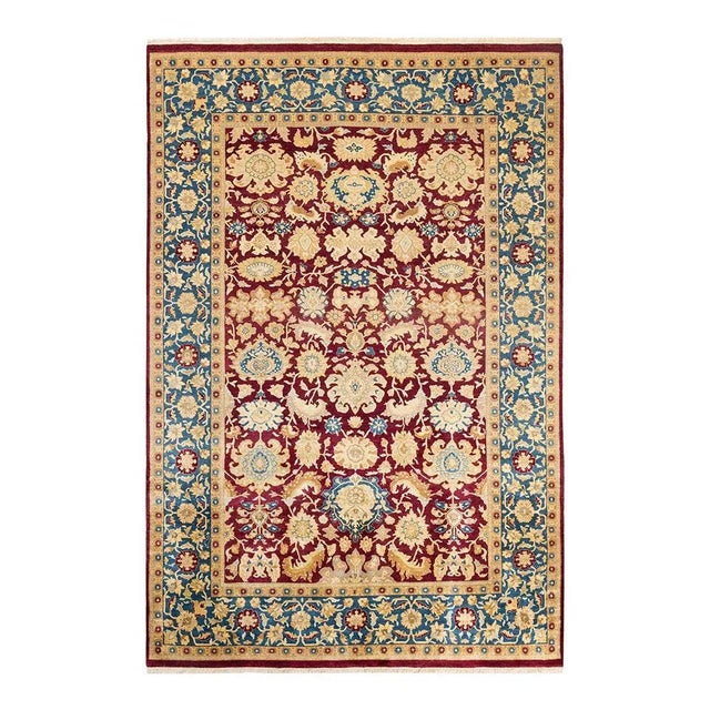 Mogul Collection Hand-Knotted Area Rug - Red 6' 1" x 9' 1" For Sale - Image 4 of 4