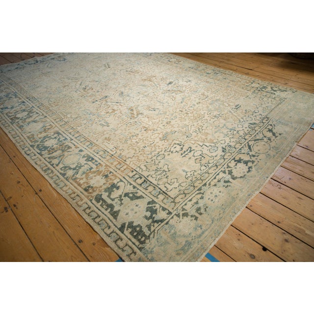 Ivory Vintage Distressed Heriz Carpet - 7'7" x 10'8" For Sale - Image 8 of 10