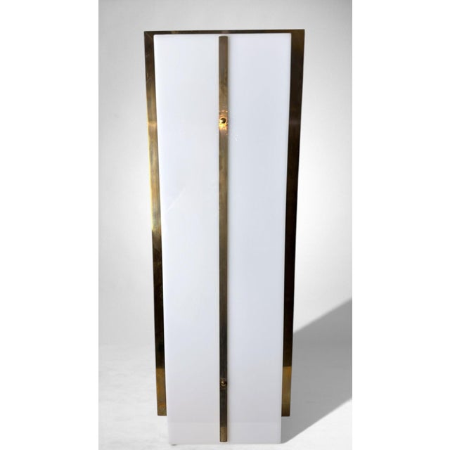 Romeo Rega Late 20th Century Romeo Rega Style Large Italian Brass and Opaline Plexiglass Wall Sconces - a Pair For Sale - Image 4 of 18