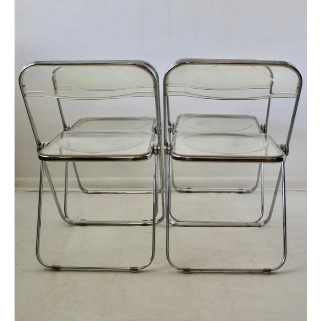 Pila Folding Lucite Chairs by Piretti for Castelli Chrome Smoked Lucite Vintage -Set of 4 For Sale - Image 9 of 18