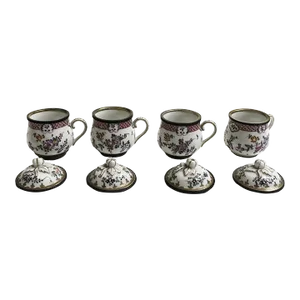 Vintage Cups With Lids and Silver Base and Tops