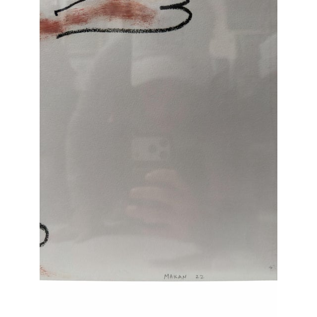 Modern Original Makan Negahban Painting on Paper in Lucite Frame For Sale - Image 3 of 3