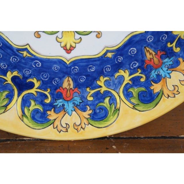 Ceramic Large Italian Gatoukhova Deruta Style Phoenix Lion Head Centerpiece Bowl For Sale - Image 7 of 10