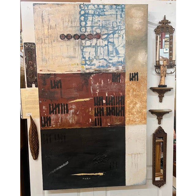 Mixed Media Mid Century Modern Abstract Art on Canvas by Craig McCord For Sale - Image 10 of 11