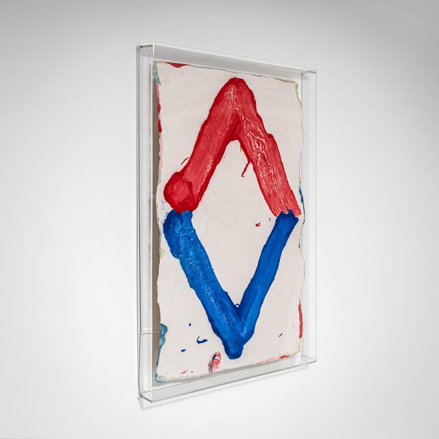 Large diamond shape in red and blue on a white ground. Medium: Aquagravure. Signed and dated Bram Bogart '99 lower right....